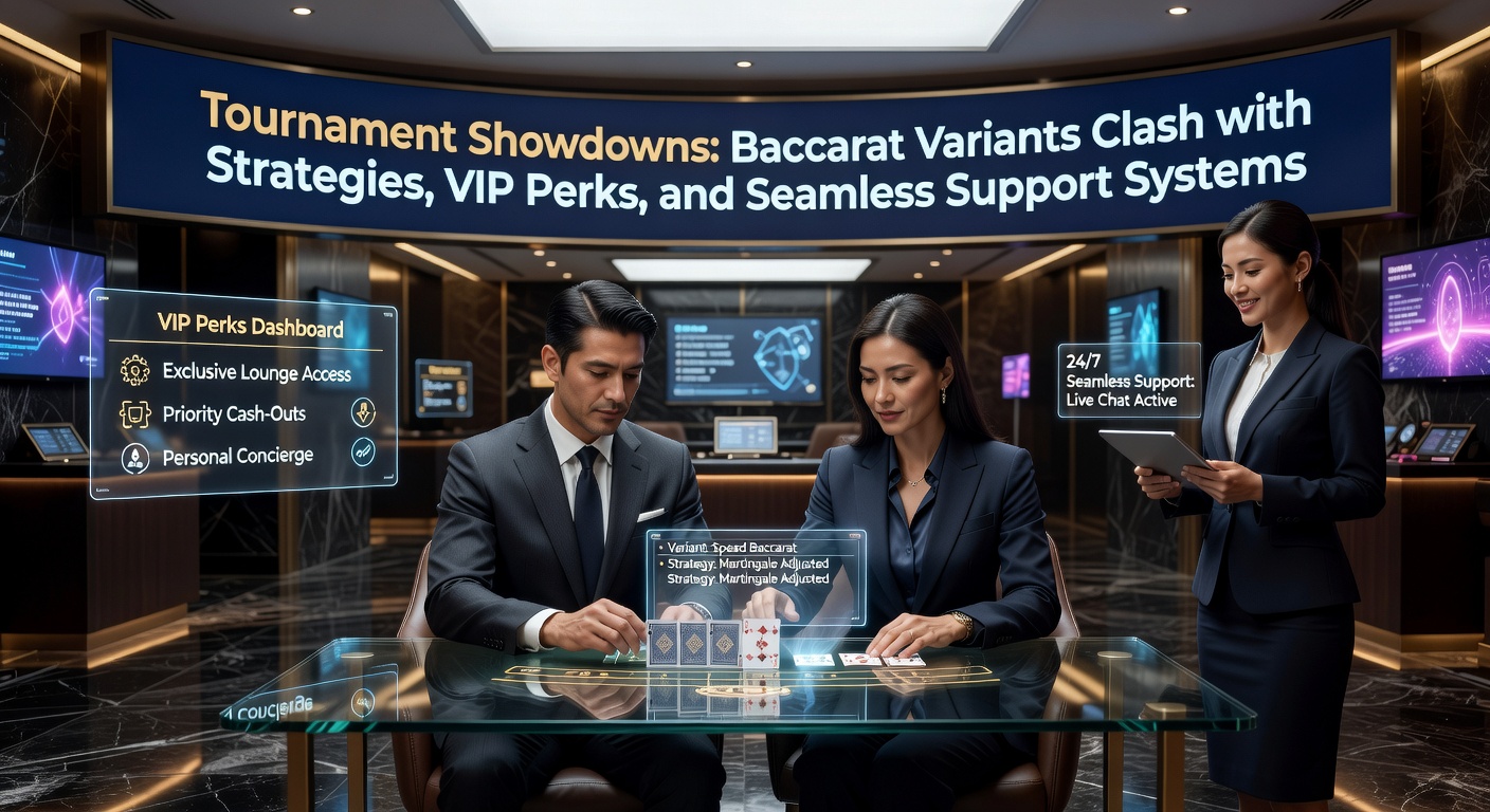 Spannendes Baccarat-Turnier mit Spielern an Tischen, wo Varianten wie Punto Banco und Speed Baccarat gegeneinander antreten