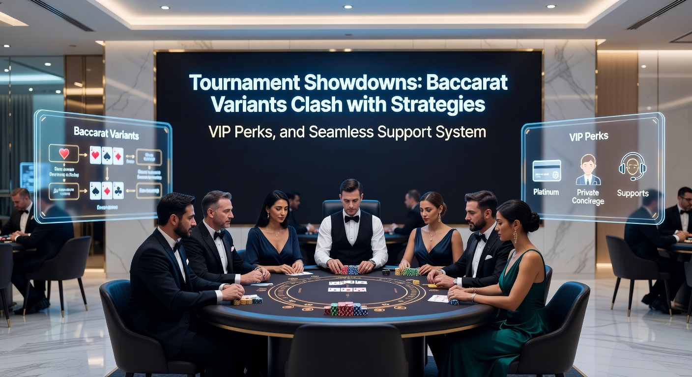 Nahaufnahme von Baccarat-Chips und Karten während eines intensiven Turnier-Moments mit Strategie-Überlegungen